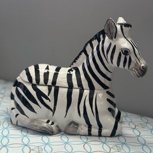 Enesco Black and White Ceramic Zebra cookie jar